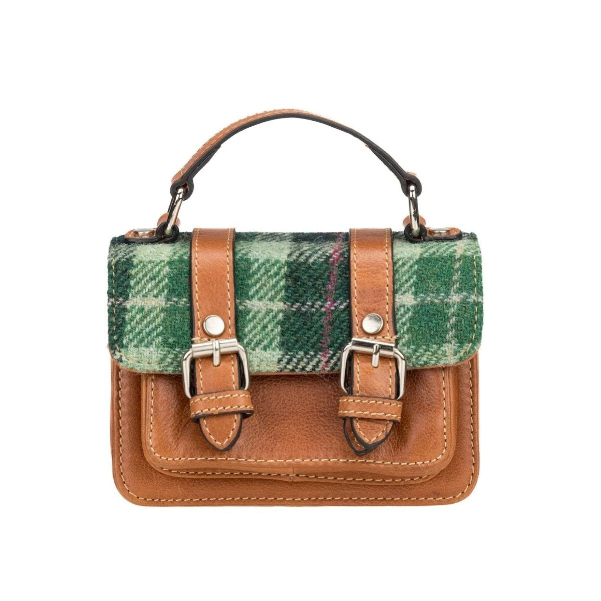 Baby Satchel Groen Tartan & Leer | Compact & Stijlvol | Das Impex by MoodCompanyNL