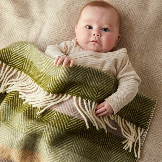 Babydekentje Stripe Botanical – Pure New Wool – 68x73 cm - Tweedmill by Mood Company