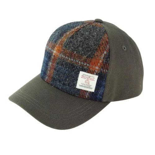 Baseball Cap Grijs en Roestbruin (Grey and Rust overcheck) - one size - Harris Tweed - Glen Appin of Scotland by MoodCompanyNL