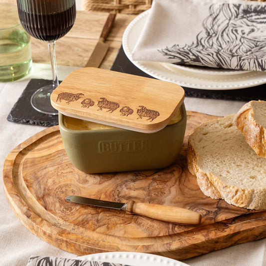 Mood Company - Botervloot zacht Groen met Schapen - Duurzaam - Gegraveerd - Selbrae House Scotland - 5061040759971