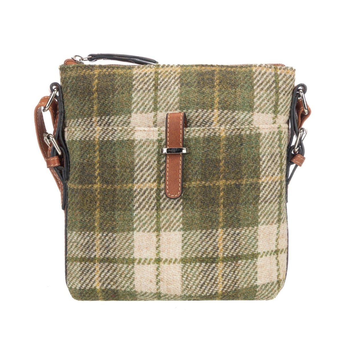 MoodCompanyNL - Crossbody Tas Lichtgroene Tartan & Leer | Das Impex - 5056703024497