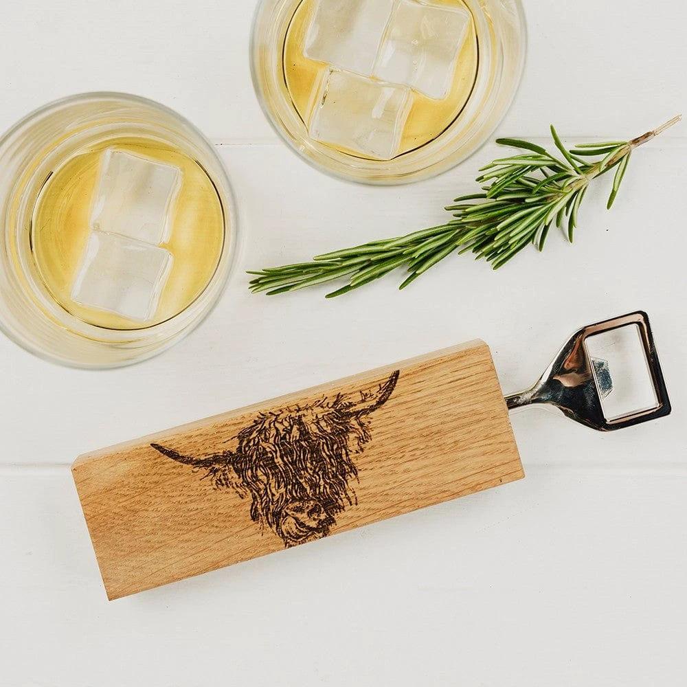 Flesopener Schotse Hooglander - Gegraveerd - Scottish Made by MoodCompanyNL