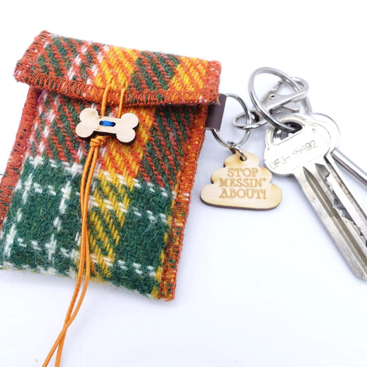 MoodCompanyNL - Harris Tweed Houder voor hondenpoep zakjes Oranje - 6095652338339