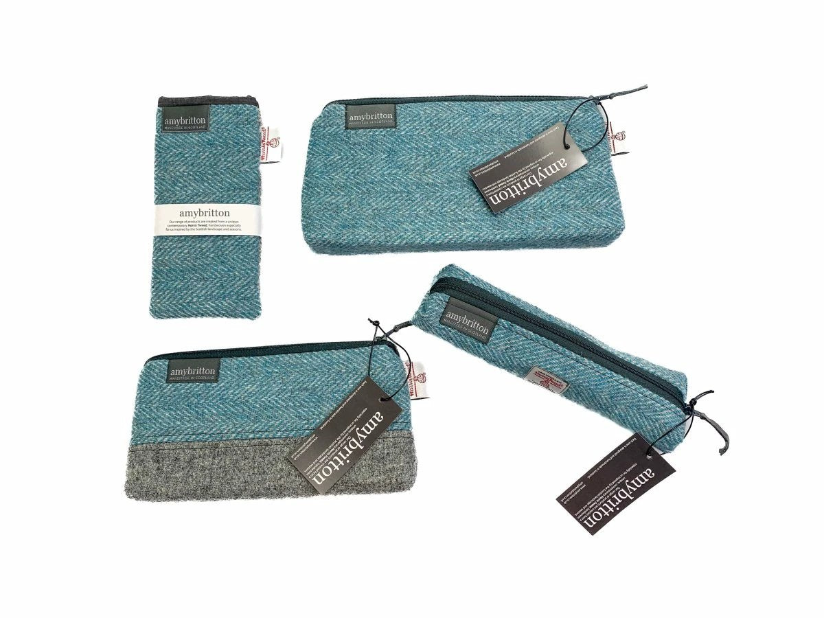 Harris Tweed Make-up tas Groenblauw by MoodCompanyNL