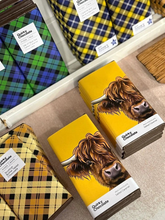 Mood Company - Highland Cow Chocolade Salted Caramel – Melkchocolade met Gezouten Karamel – Quirky Chocolate - 5060250702876