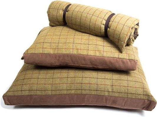 Hondenkussen Tweed Groen - 98x72 - Suede onderkant - Tweedmill by MoodCompanyNL