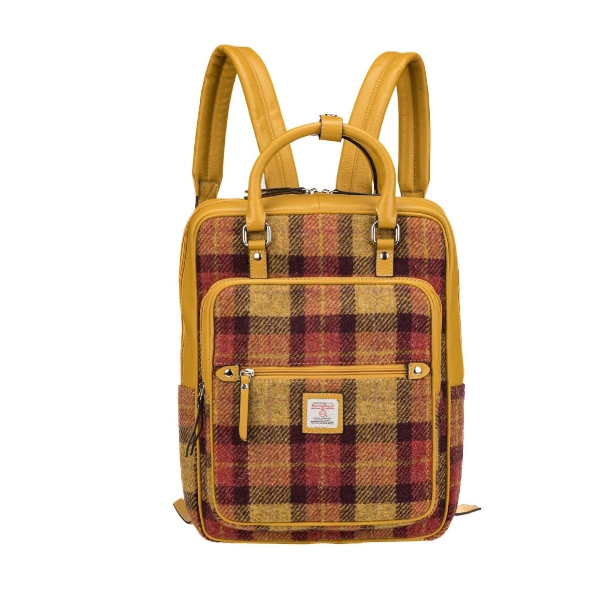 MoodCompanyNL - Large Rugzak Geel - Rood Tartan & Leer | Das Impex - 506703022868