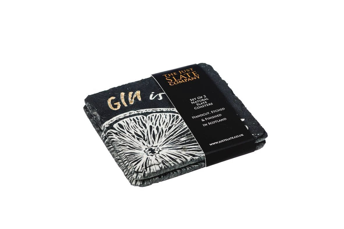 Onderzetters GIN IS MY TONIC - Gegraveerd - Leisteen - Just Slate Company Scotland by MoodCompanyNL