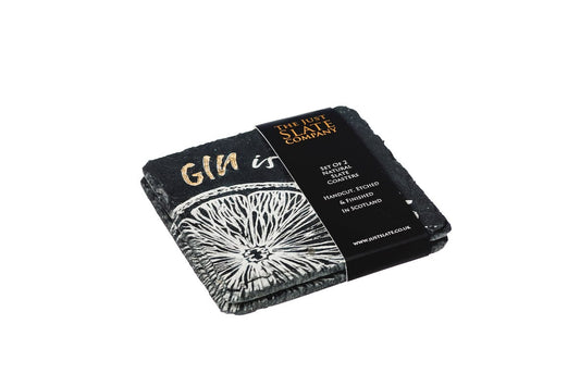 MoodCompanyNL - Onderzetters GIN IS MY TONIC - Gegraveerd - Leisteen - Just Slate Company Scotland - 5060718710832