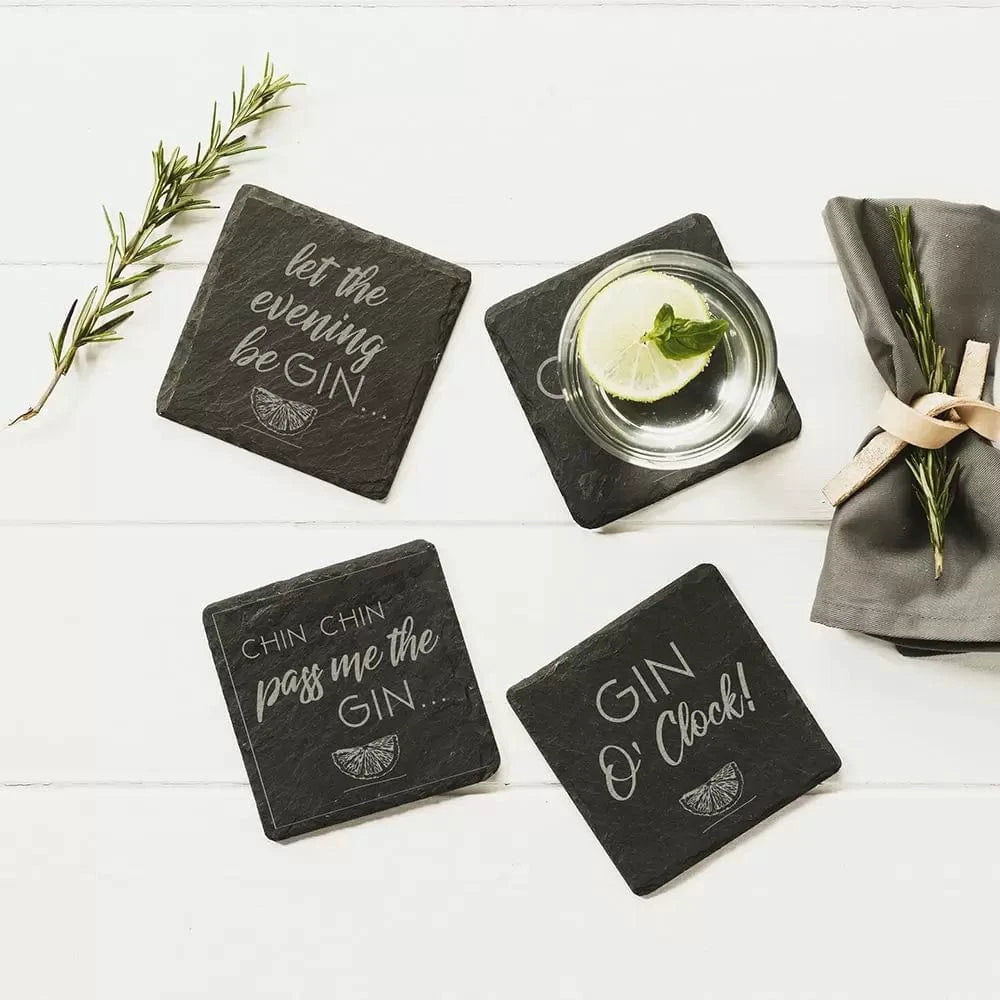 Onderzetters GIN Set van 4 - Leisteen - Just Slate Company Scotland by MoodCompanyNL