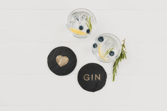 Onderzetters LOVE GIN - Gegraveerd - Leisteen - Just Slate Company Scotland by MoodCompanyNL
