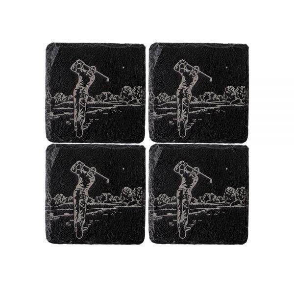 Onderzetters Sport Golfen - Gegraveerd - Leisteen - Just Slate Company Scotland by MoodCompanyNL