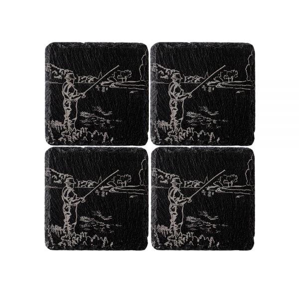 Onderzetters Sport Vissen - Gegraveerd - Leisteen - Just Slate Company Scotland by MoodCompanyNL