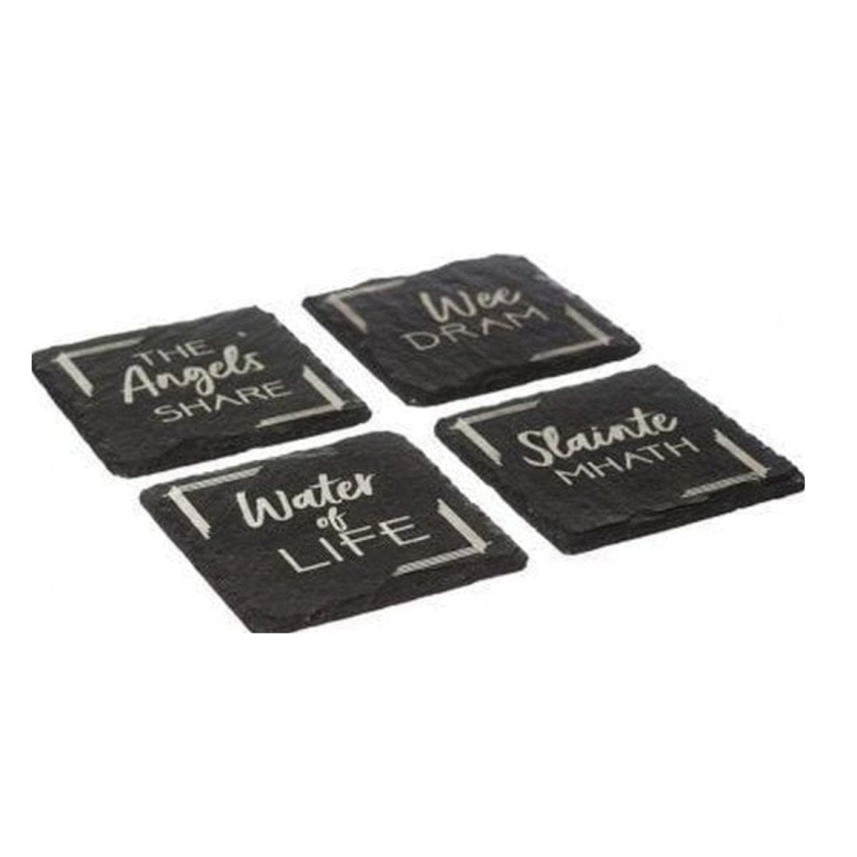 Mood Company - Onderzetters Whisky - Gegraveerd - Leisteen - Just Slate Company Scotland - 5060426286544