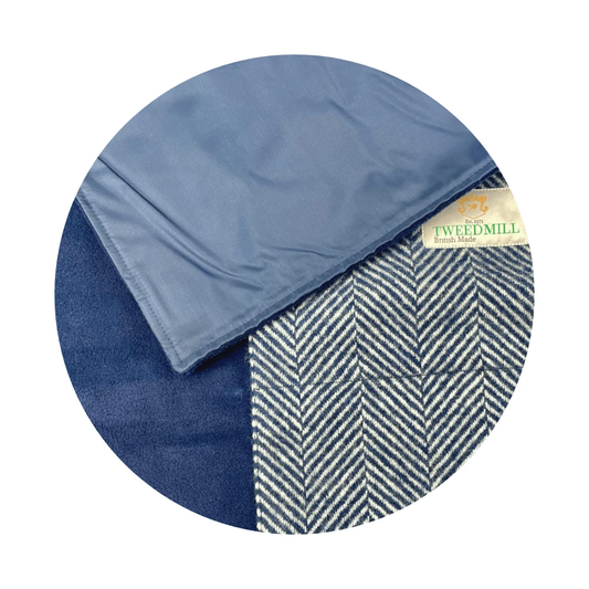 Picknickkleed Leisure Visgraat Blauw - Fleece - Waterdicht - 137x137cm - Tweedmill by MoodCompanyNL