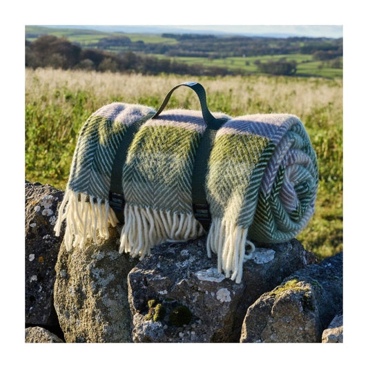 Picknickkleed Polo Botanical Stripe - Wol - Waterdicht - 150x183cm - Tweedmill by MoodCompanyNL