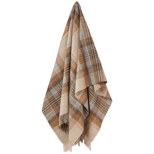 Plaid Kintyre Beige - Shetland Lamswol - 140x185 - Bronte by Moon Scotland by MoodCompanyNL