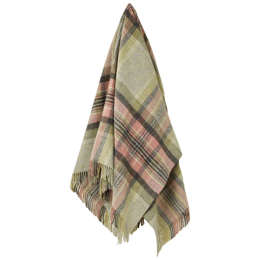 Plaid Kintyre Groen - Shetland Lamswol - 140x185 - Bronte by Moon Scotland by MoodCompanyNL