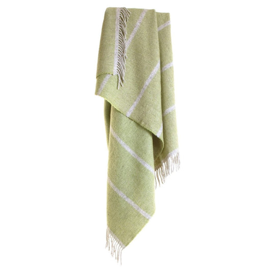 MoodCompanyNL - Plaid met brede accent streep Licht Groen (Fern) - 150x183 - Nieuw Wol - Tweedmill UK - 5060674576084