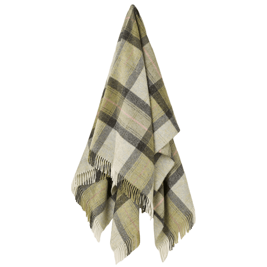 Plaid Skye Groen - Shetland Lamswol - 140x185 - Bronte by Moon Scotland by MoodCompanyNL
