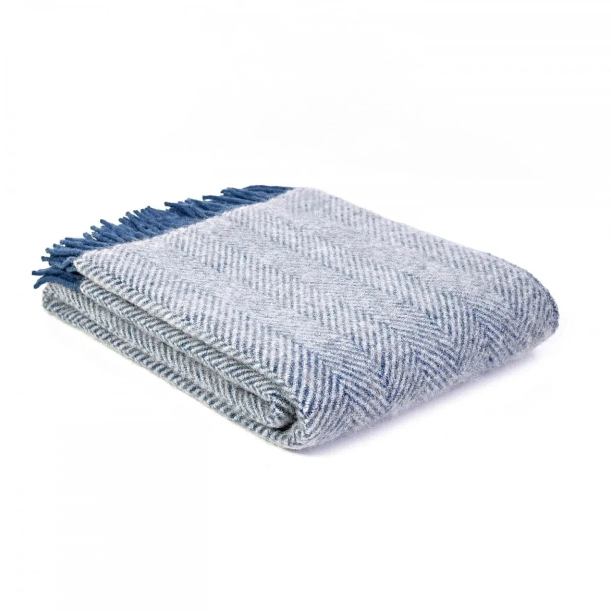 Plaid Visgraat Blauw en Zilvergrijs - 150x183 - Nieuw Wol - Tweedmill UK by MoodCompanyNL