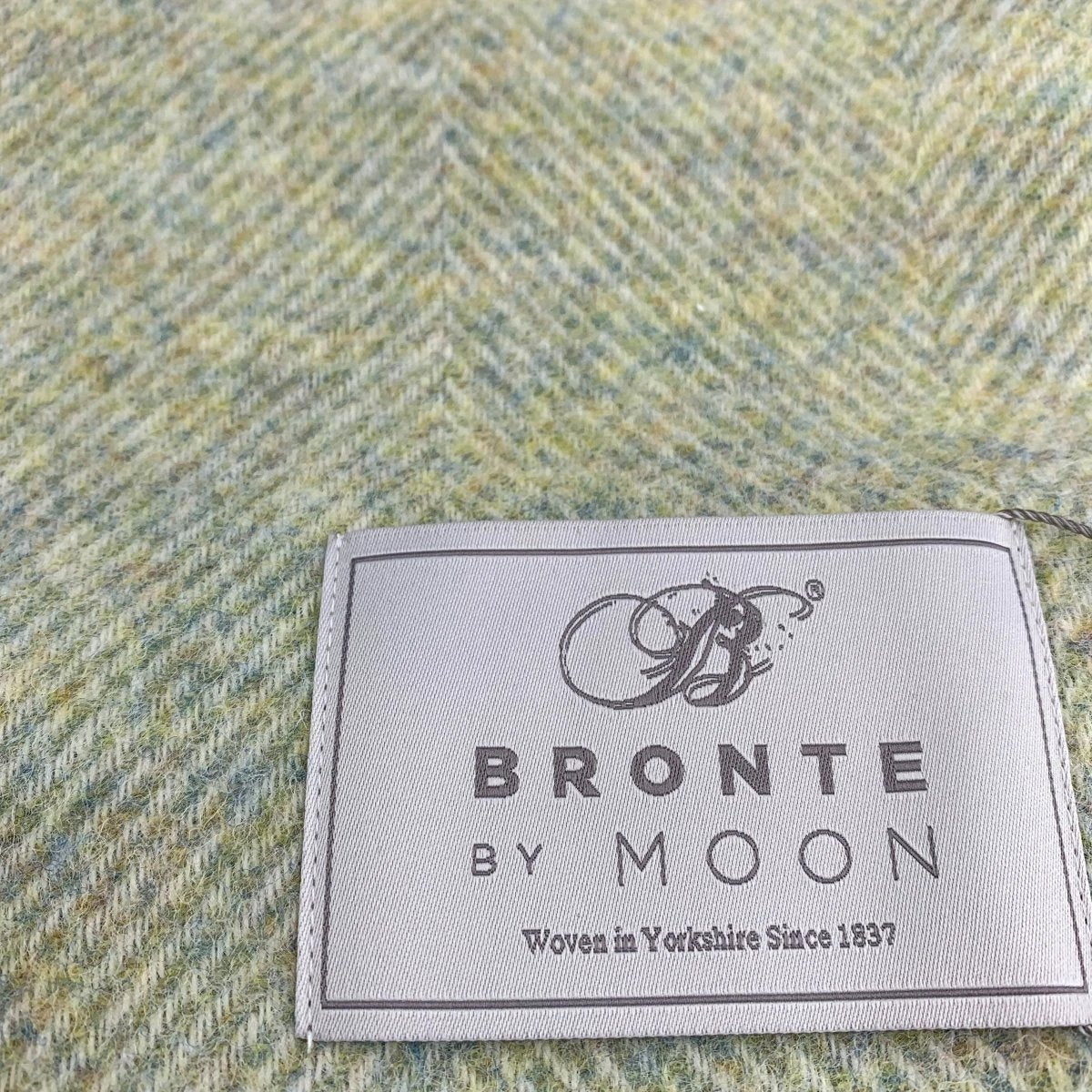 Plaid Visgraat Licht Naturel Groen (Light Sage) - Shetland Lamswol - 140x185 - Bronte by Moon Scotland by MoodCompanyNL