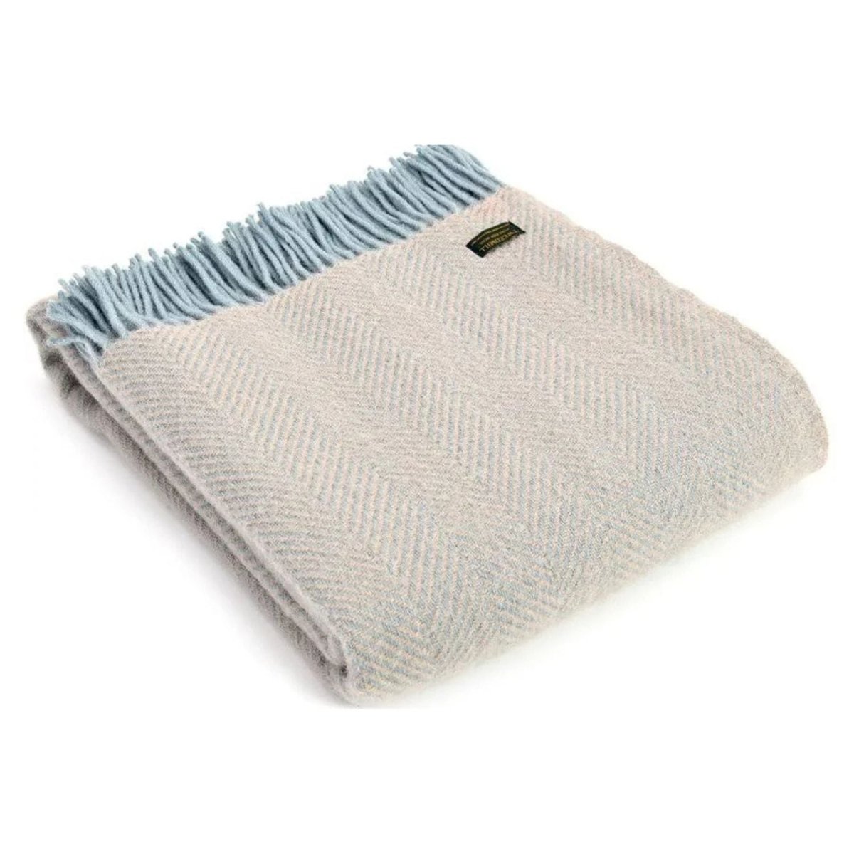 Mood Company - Plaid Visgraat Lichtbruin en Lichtblauw (Fawn and Duck egg) - 150x183 - Nieuw Wol - Tweedmill UK - 5060067702205