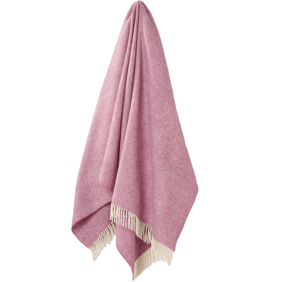 Plaid Visgraat Roze - Shetland Lamswol - 140x185 - Bronte by Moon Scotland by MoodCompanyNL