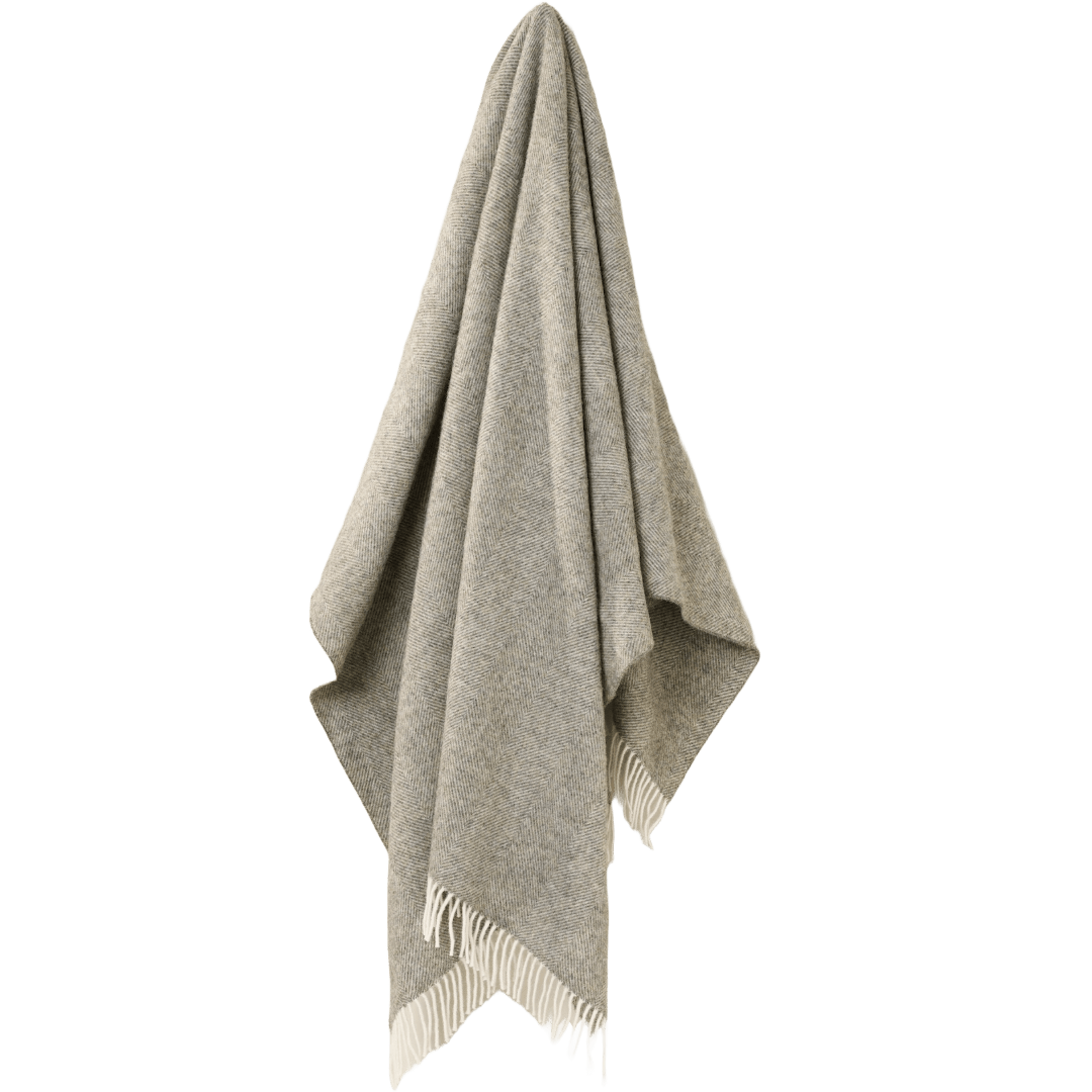 Plaid Visgraat Vintage Grijs - Shetland Lamswol - 140x185 - Bronte by Moon Scotland by MoodCompanyNL