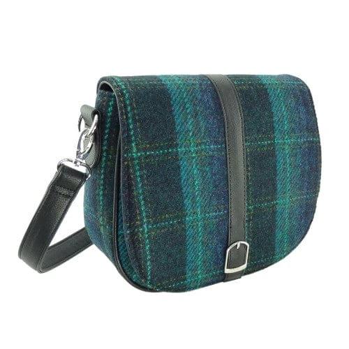 Schoudertas Beauly Blauw met Turquoise ruit - Harris Tweed - Glen Appin of Scotland by MoodCompanyNL