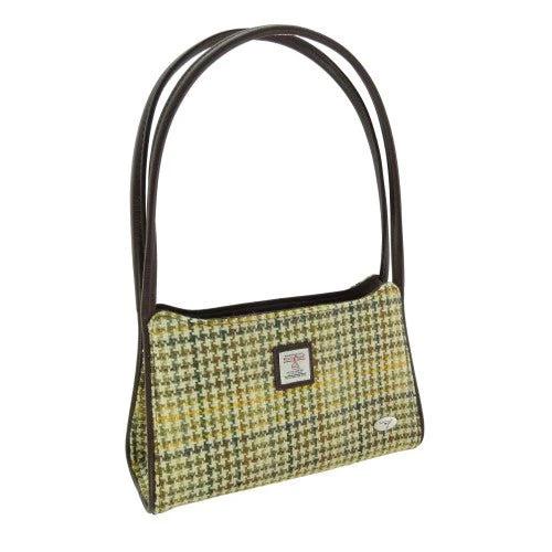 Schoudertas Fiddich Geel, groen, bruin dogtooth - Small - Ritssluiting - Harris Tweed - Glen Appin of Scotland by MoodCompanyNL