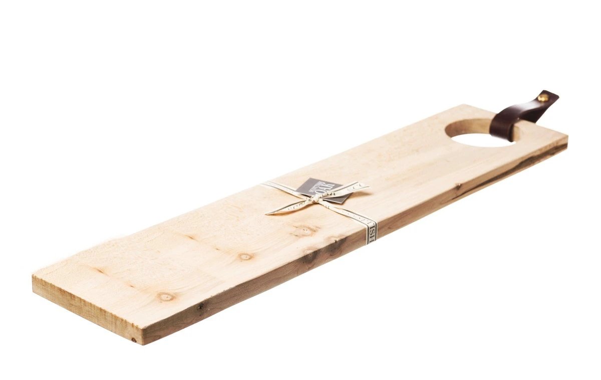 Laatste kans!!! Serveerplank Blanco Lang met leren handvat - 65x15 - Scottish Made by MoodCompanyNL