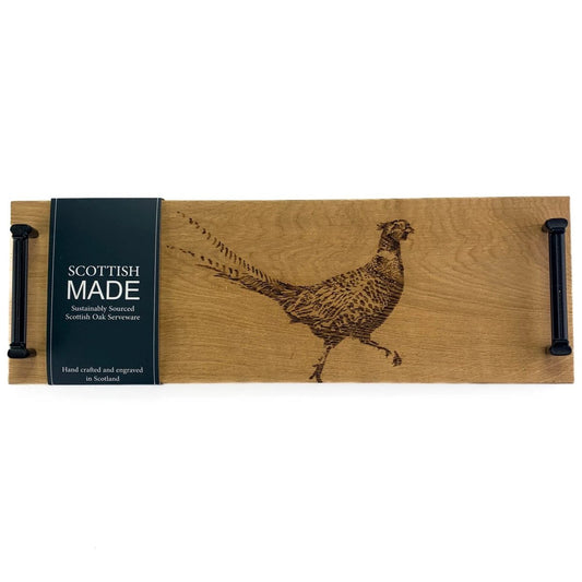 Serveerplank met stalen handvatten Fazant - 45x15 - Schots Eikenhout - Scottish Made by MoodCompanyNL