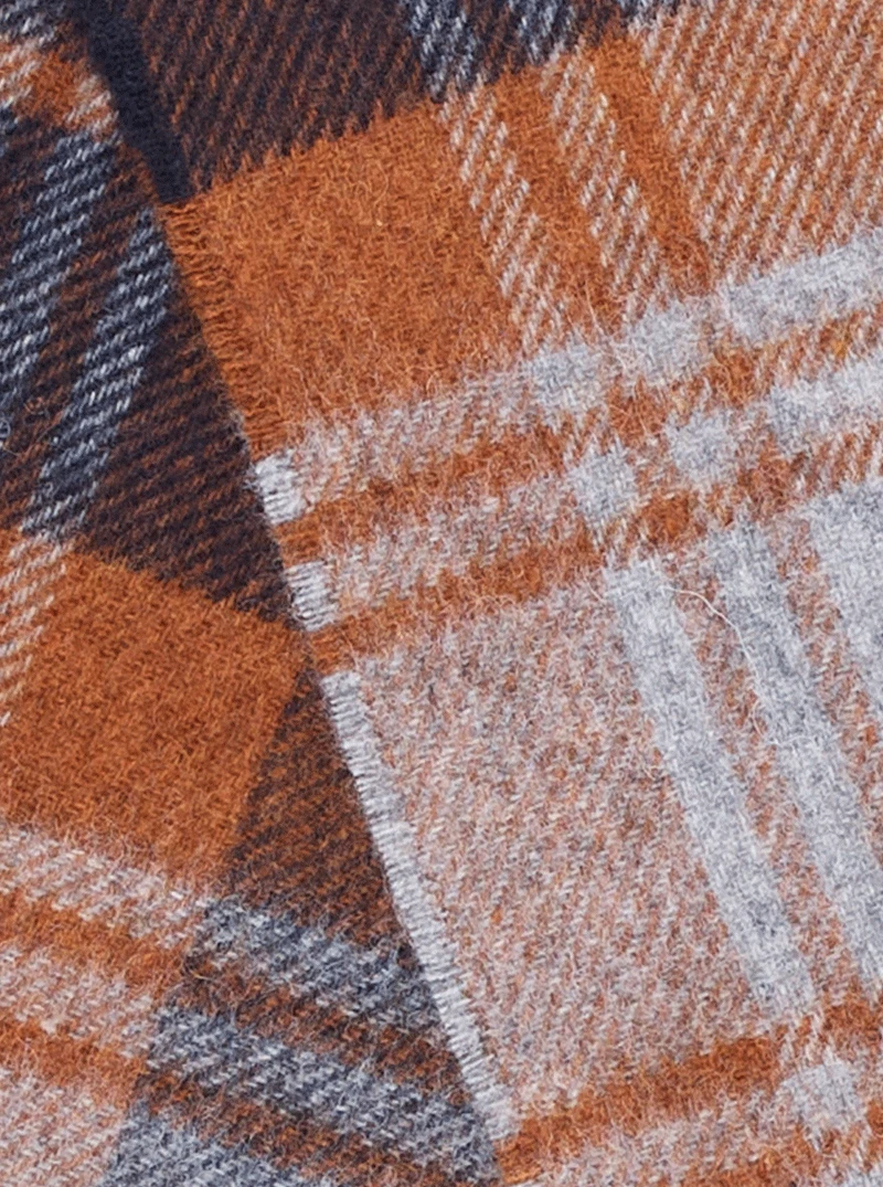 Sjaal Briggate Blauw Roestbruin-rood (Navy-Rust) - Meriono Lamswol - 25 x 190 - Bronte by Moon Scotland by MoodCompanyNL