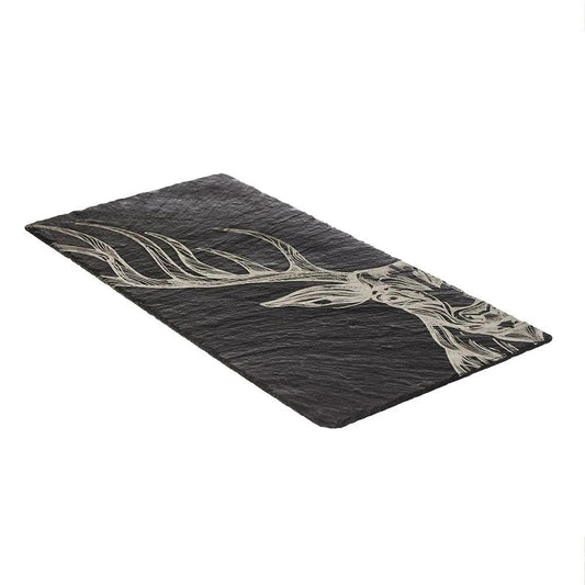 Tafelloper Edelhert Verticaal - Gegraveerd - 50x25 - Leisteen - Just Slate Company Scotland by MoodCompanyNL