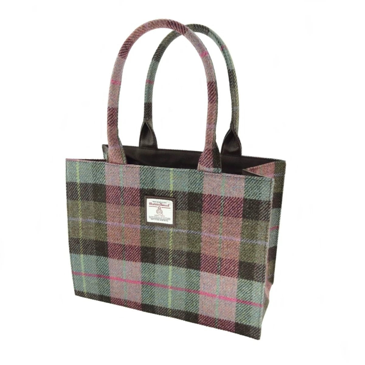 Tas Harris Tweed Shopper Glencoe Muted Green & Rose Pink Tartan - 36x49x16 - Glen Appin of Scotland by MoodCompanyNL