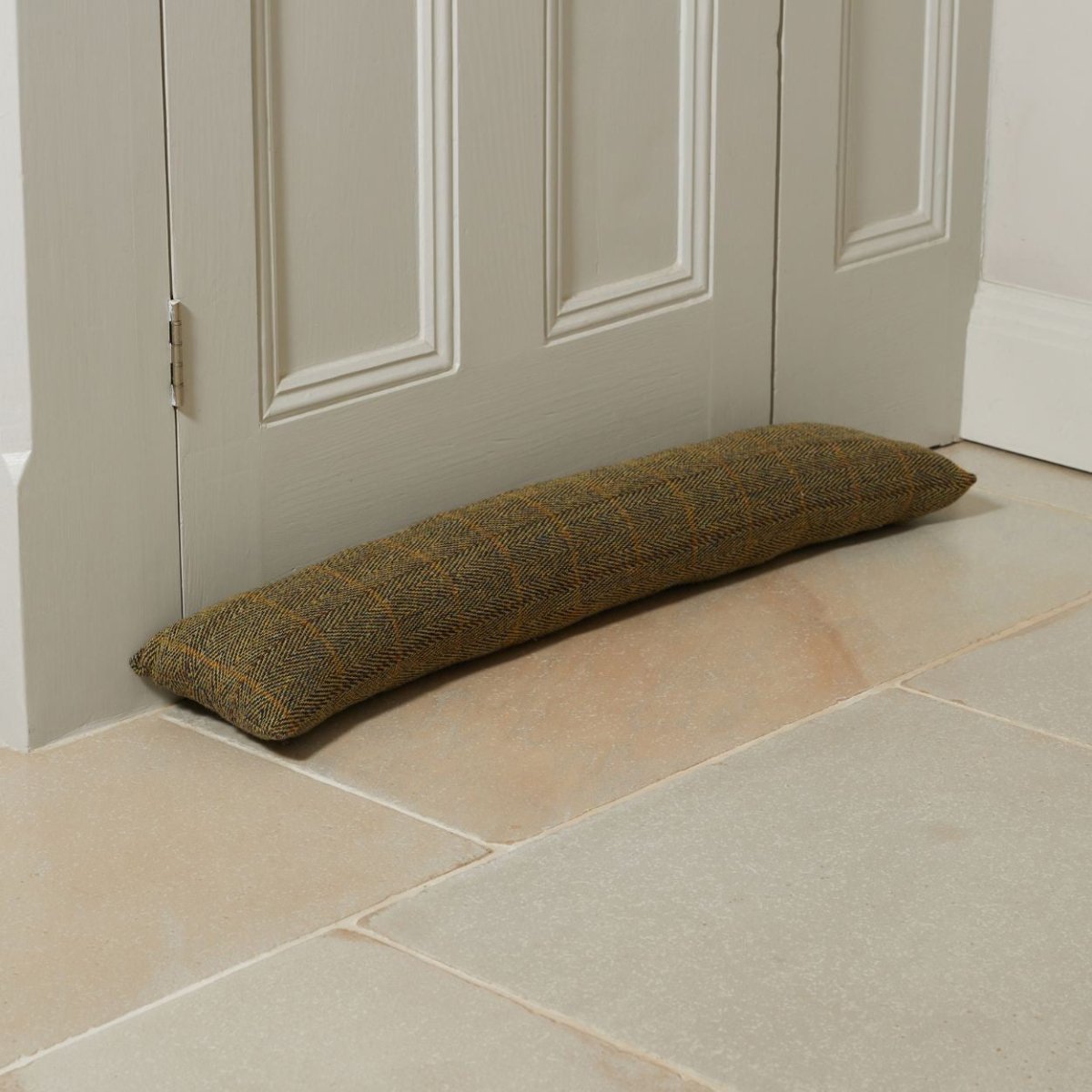 Mood Company - Tochtstopper Olijfgroen & Bruin Ruit – Tweedmill – 16x80 cm - 5060958301722