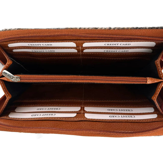 Travel Wallet Blauw Tartan & Leer | 12 Pasjes & Ritsvak | Das Impex by MoodCompanyNL