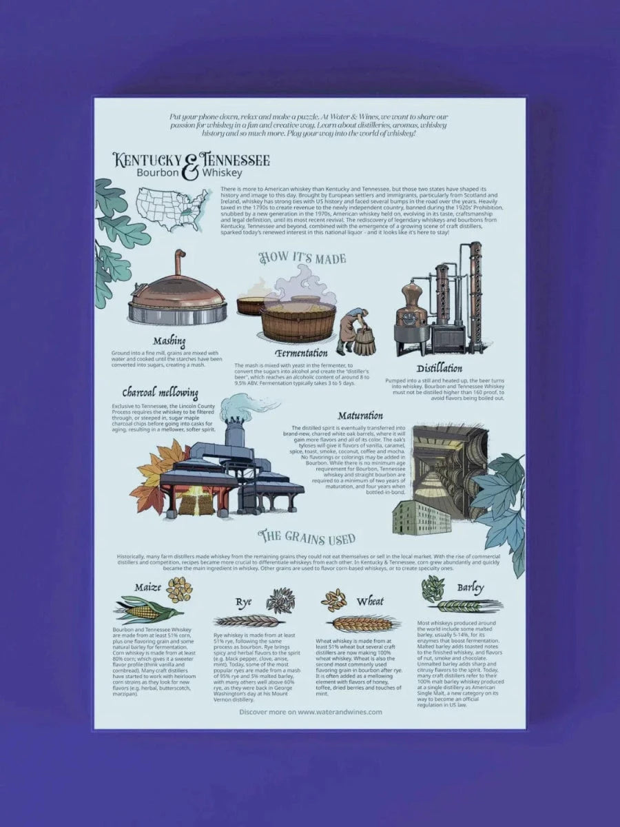 Whisky puzzel Kentucky & Tennessee - 1000 stukjes - 14+ - Water & Wines Sweden by Mood4whisky