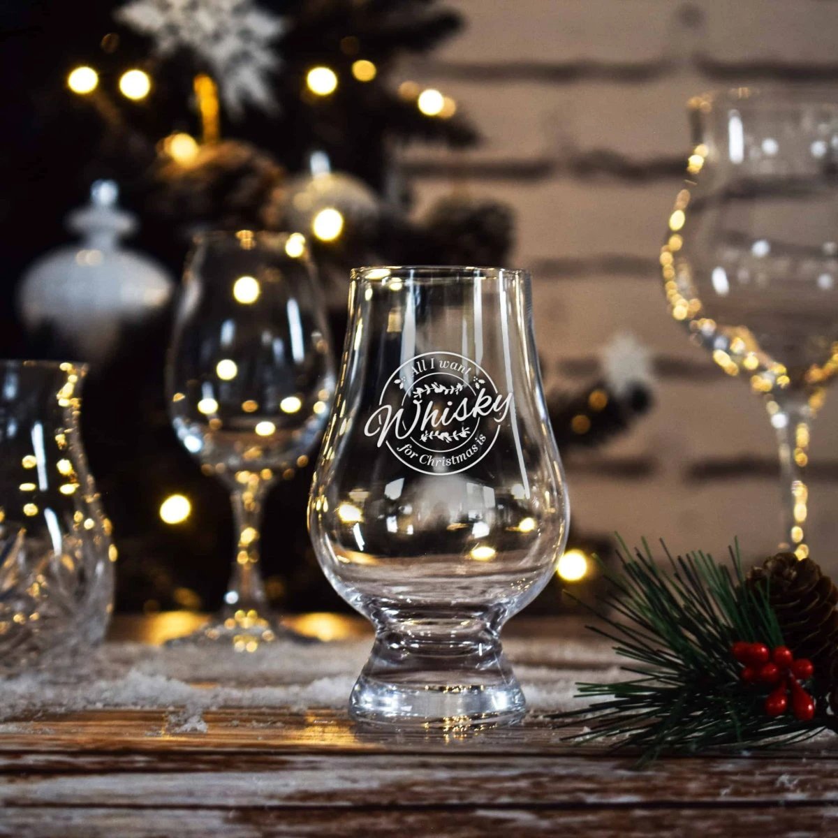 Whiskyglas Gegraveerd All I want for Xmas - Glencairn Crystal Scotland by MoodCompanyNL