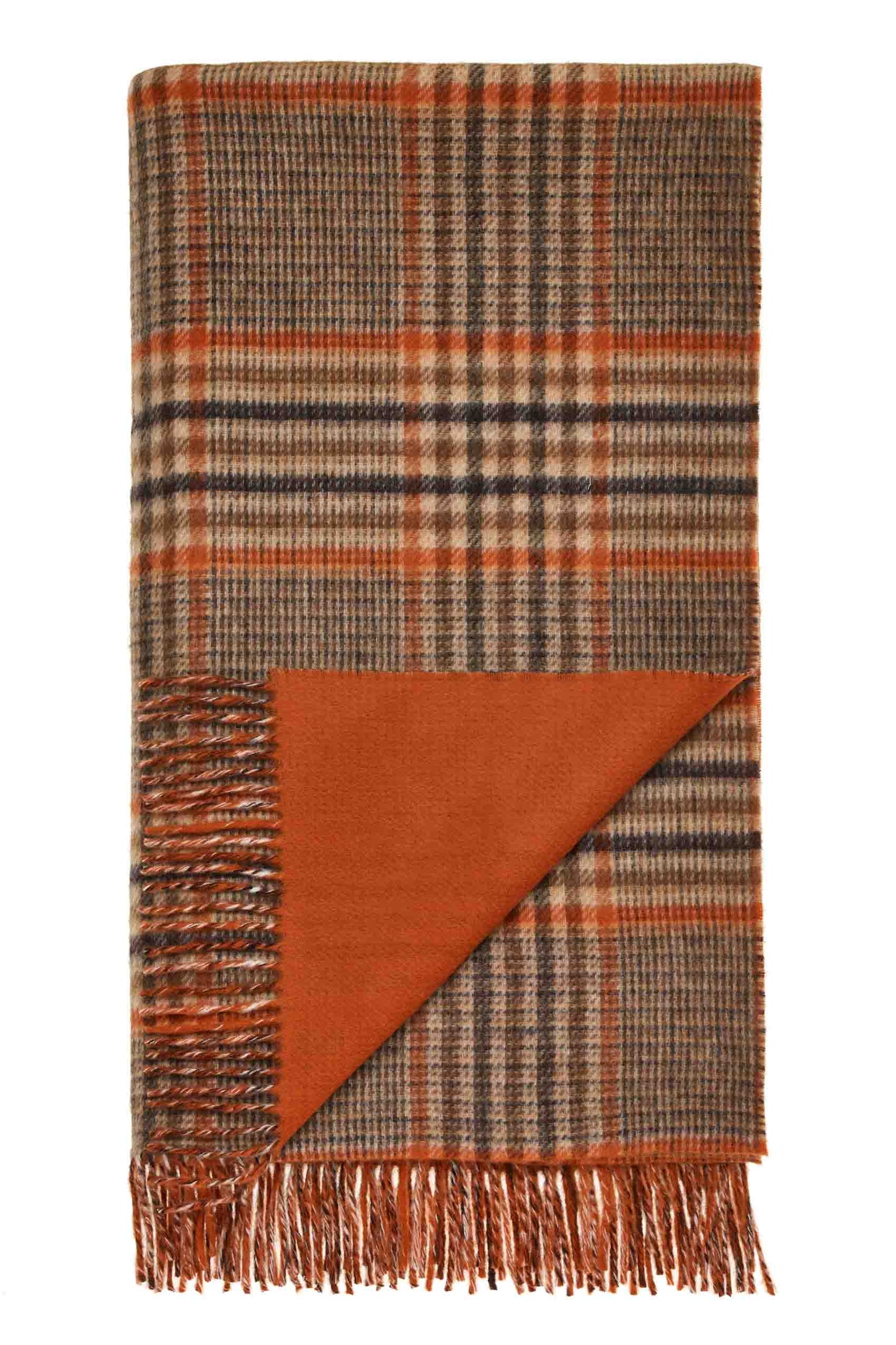 Estate Check Orange Throw - Country Side Collection - Merino Lambswool - 140x185 - Bronte by Moon Scotland