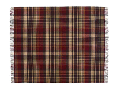 Plaid Estate Olive/Bordeaux - Country Side Collection - Laine d'Agneau Mérinos - 140x185 - Bronte by Moon Scotland