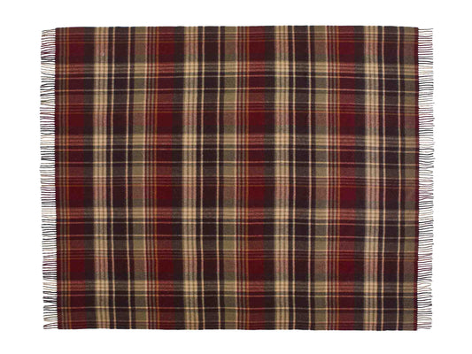 Plaid Estate Oliv/Bordeaux - Country Side Collection - Merino-Lammwolle - 140x185 - Bronte by Moon Scotland