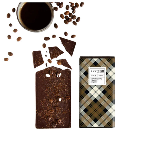 Chocoladereep Puur met Espressokoffie Roaring Stag - 100 gram - Handmade in Scotland