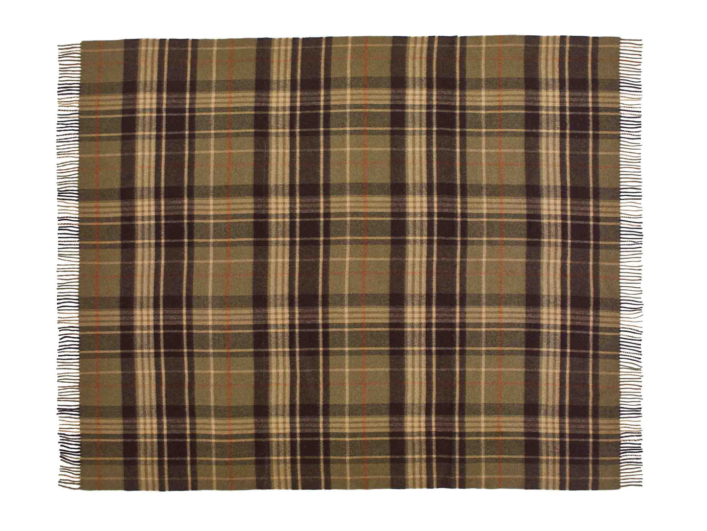 Plaid Estate Olive/Bordeaux - Country Side Collection - Laine d'Agneau Mérinos - 140x185 - Bronte by Moon Scotland