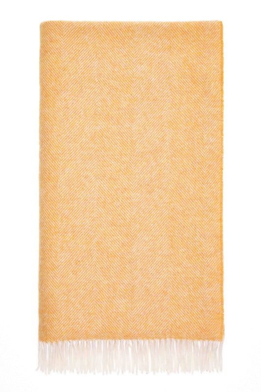 Plaid Fischgrät Orange - Reine Schurwolle - 140x185 - Bronte by Moon Scotland