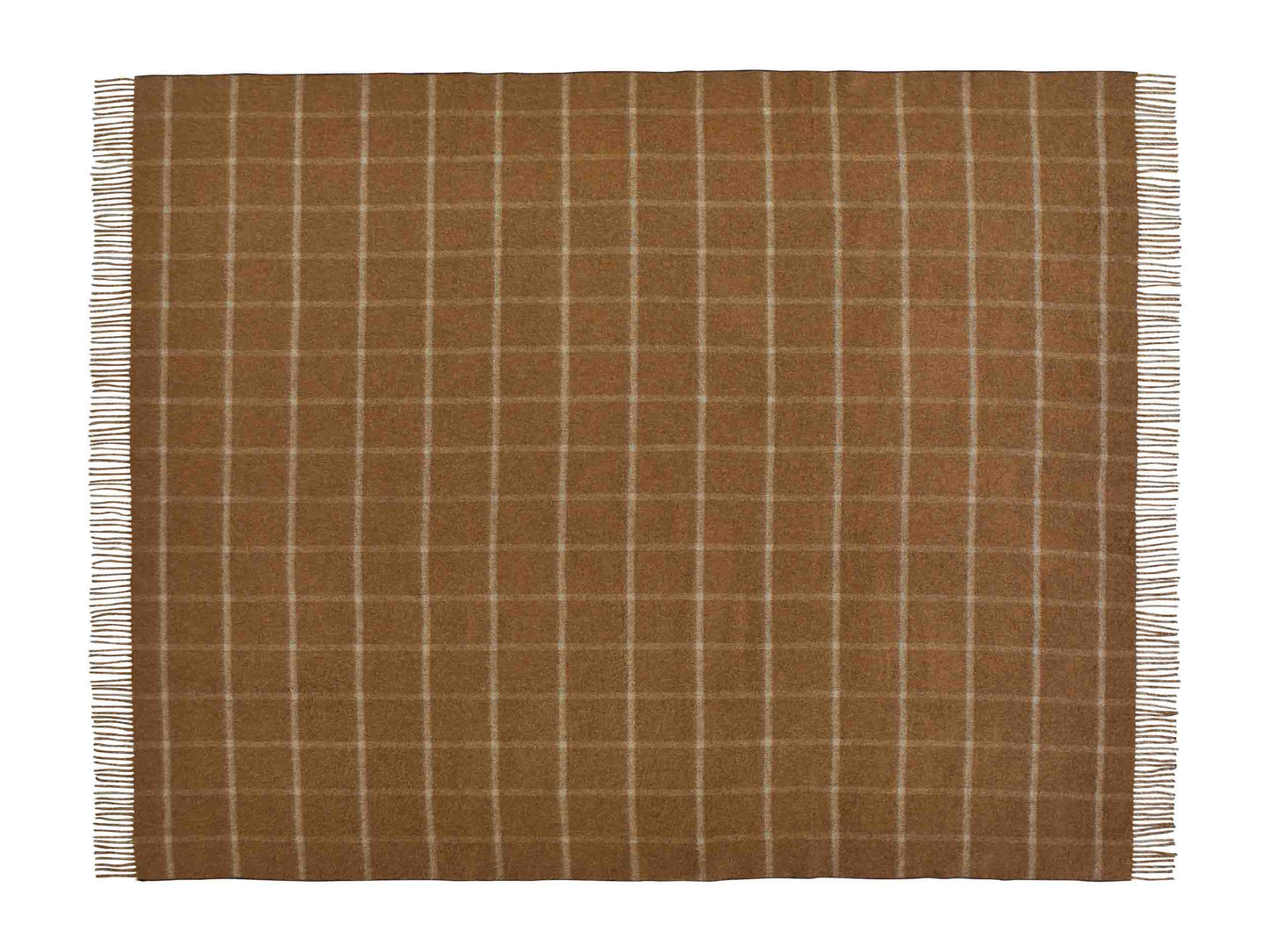 Herringbone Check Camel/Chocolate Throw - Country Side Collection - Merino Lambswool - 140x185 - Bronte by Moon Scotland