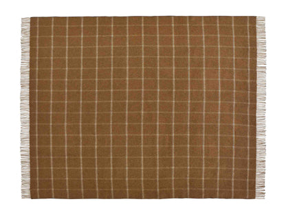 Herringbone Check Camel/Chocolate Throw - Country Side Collection - Merino Lambswool - 140x185 - Bronte by Moon Scotland
