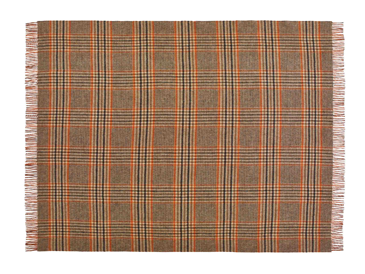 Estate Check Orange Throw - Country Side Collection - Merino Lambswool - 140x185 - Bronte by Moon Scotland