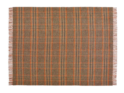 Estate Check Orange Throw - Country Side Collection - Merino Lambswool - 140x185 - Bronte by Moon Scotland